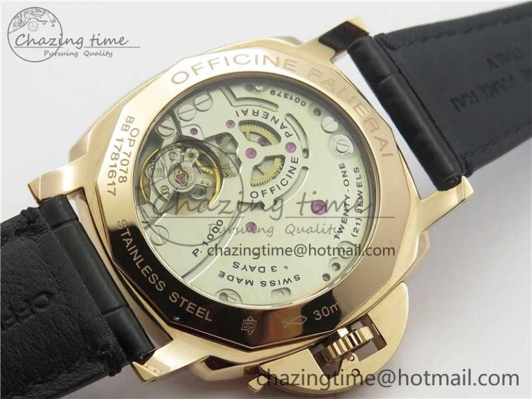 PAM677 Luminor Due 3 Days Acciaio RG XF Best Edition on Black Leather Strap P.1000