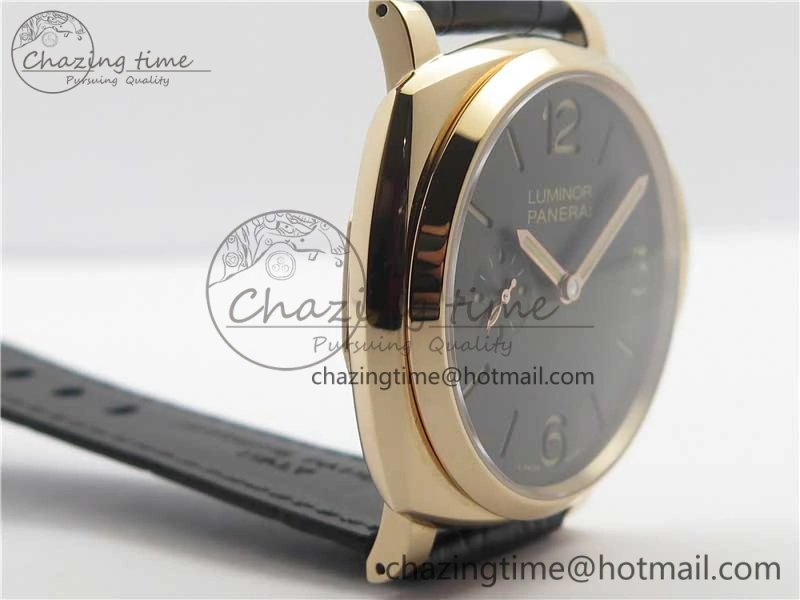PAM677 Luminor Due 3 Days Acciaio RG XF Best Edition on Black Leather Strap P.1000