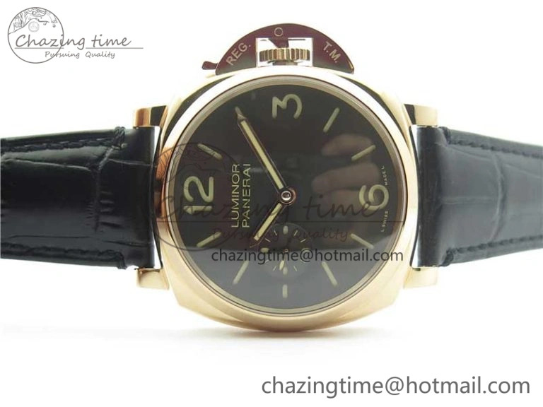 PAM677 Luminor Due 3 Days Acciaio RG XF Best Edition on Black Leather Strap P.1000