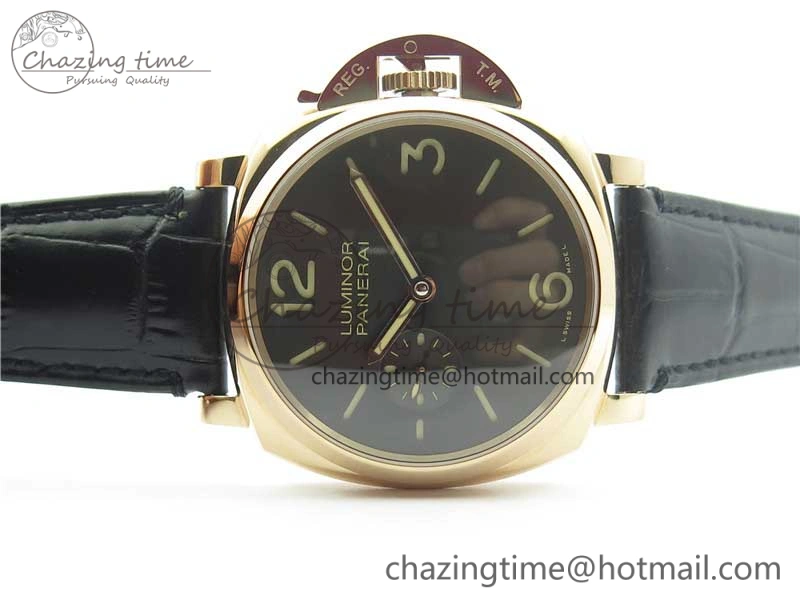 PAM677 Luminor Due 3 Days Acciaio RG XF Best Edition on Black Leather Strap P.1000
