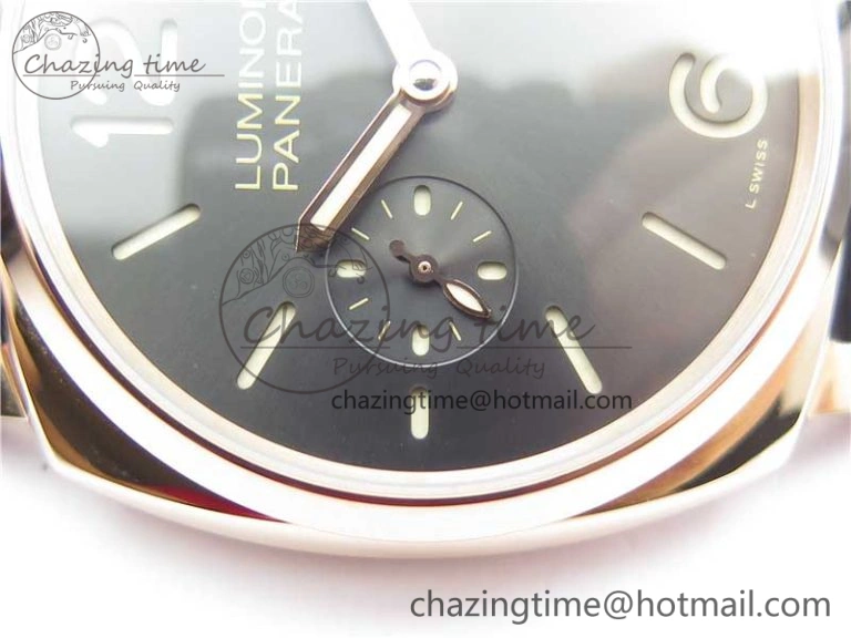 PAM677 Luminor Due 3 Days Acciaio RG XF Best Edition on Black Leather Strap P.1000