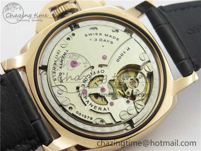 PAM677 Luminor Due 3 Days Acciaio RG XF Best Edition on Black Leather Strap P.1000