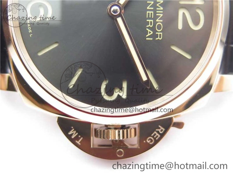 PAM677 Luminor Due 3 Days Acciaio RG XF Best Edition on Black Leather Strap P.1000