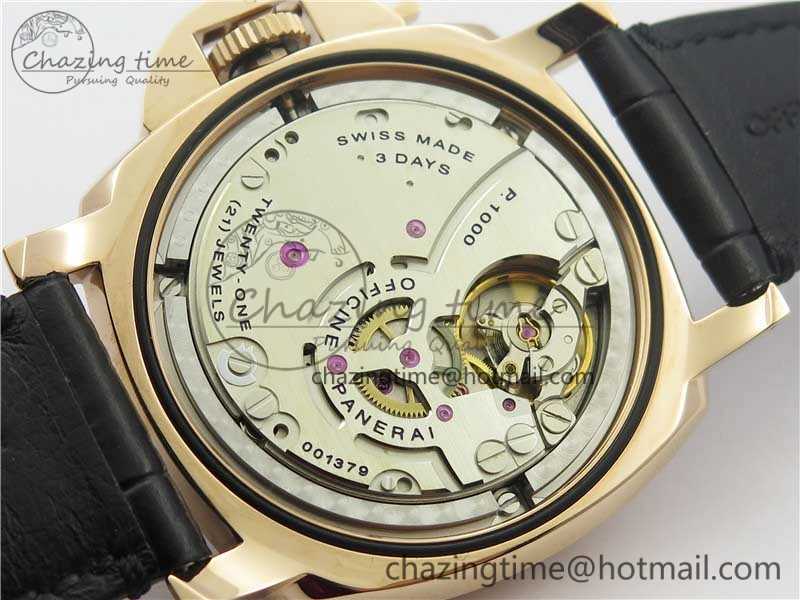 PAM677 Luminor Due 3 Days Acciaio RG XF Best Edition on Black Leather Strap P.1000