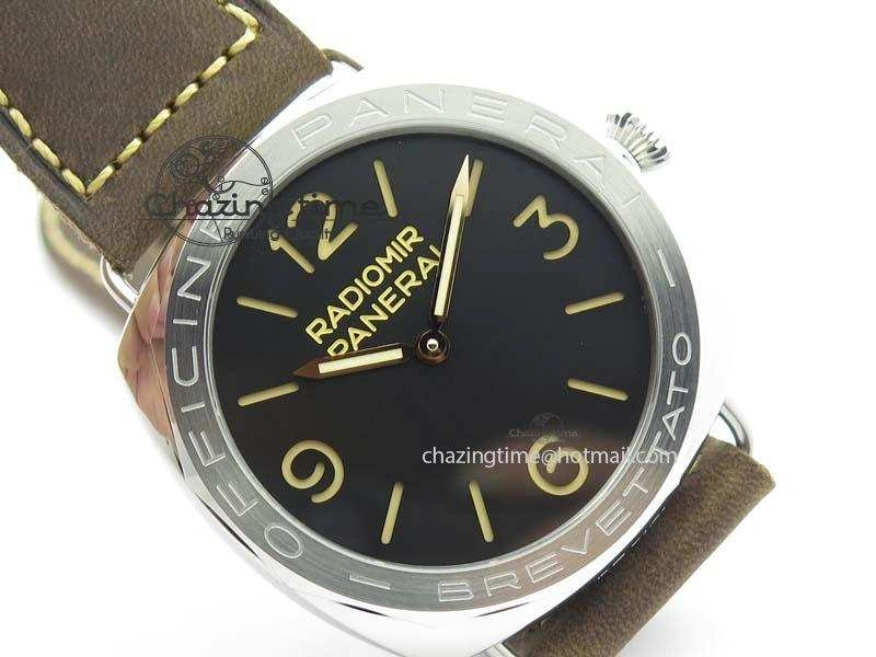 PAM685 Acciaio Brevettato SF Best Edition Black Dial On Brown Leather Strap P.3000 Super Clone