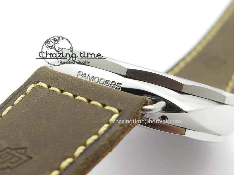 PAM685 Acciaio Brevettato SF Best Edition Black Dial On Brown Leather Strap P.3000 Super Clone