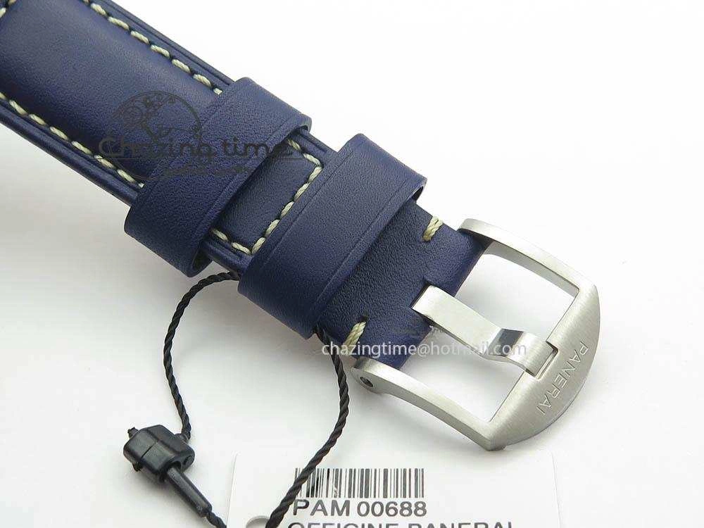 PAM688 S VSF 1:1 Best Edition Blue Dial On Blue Leather Strap P.9001 Super Clone V2