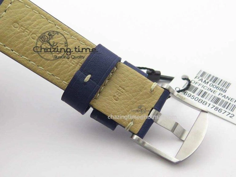 PAM688 S VSF 1:1 Best Edition Blue Dial On Blue Leather Strap P.9001 Super Clone V2