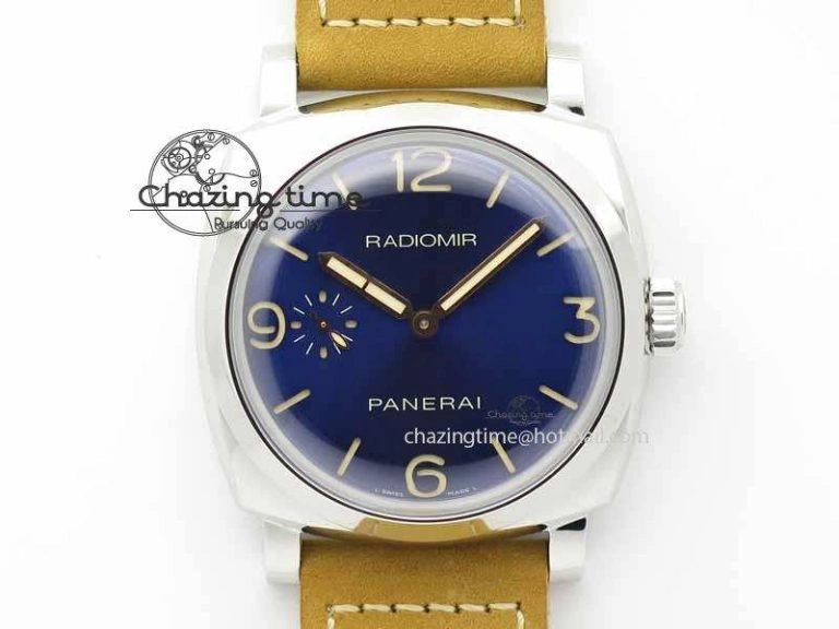 PAM690 S ZF Best Edition Blue Dial On Brown Leather Strap P.3000 Super Clone ( Sapphire )