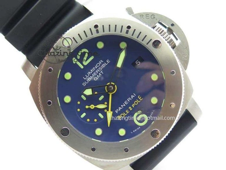 PAM719 S Titanium “Pole2Pole ” V6F 1:1 Best Edition On Black Rubber Strap P.9001 Super Clone