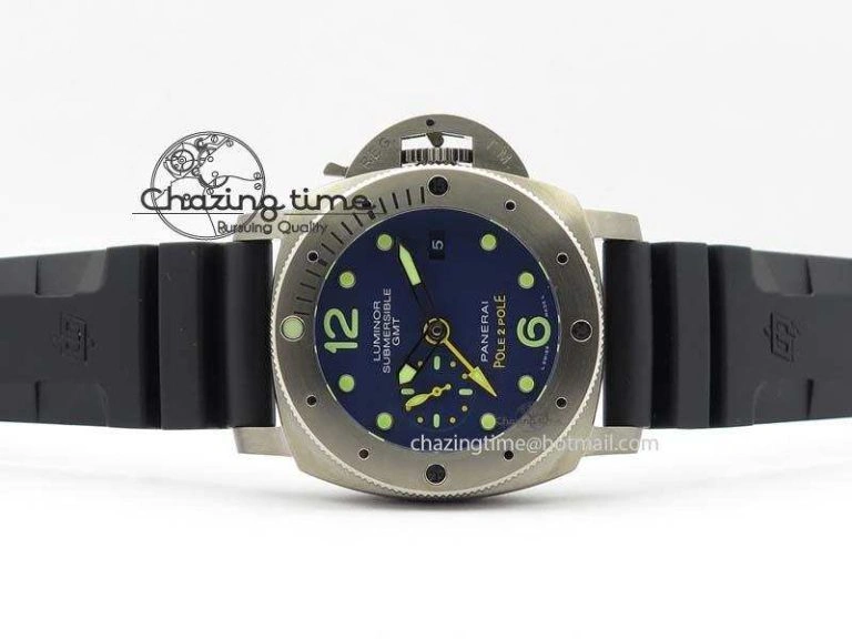 PAM719 S Titanium “Pole2Pole ” V6F 1:1 Best Edition On Black Rubber Strap P.9001 Super Clone