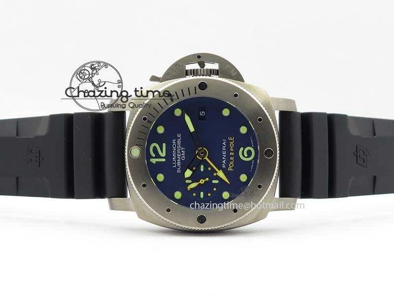 PAM719 S Titanium “Pole2Pole ” V6F 1:1 Best Edition On Black Rubber Strap P.9001 Super Clone