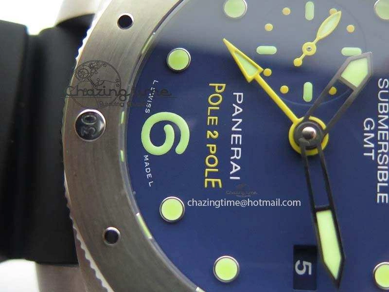 PAM719 S Titanium “Pole2Pole ” V6F 1:1 Best Edition On Black Rubber Strap P.9001 Super Clone