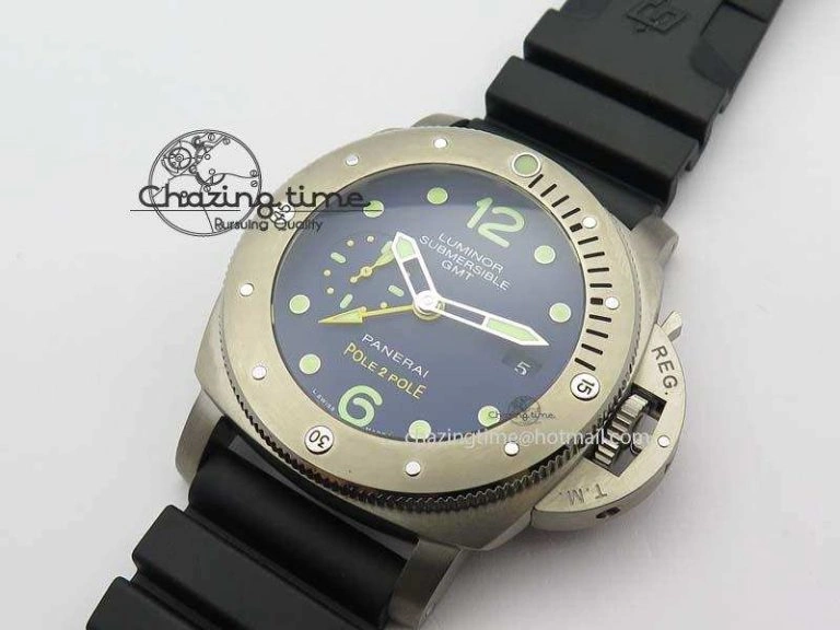 PAM719 S Titanium “Pole2Pole ” V6F 1:1 Best Edition On Black Rubber Strap P.9001 Super Clone