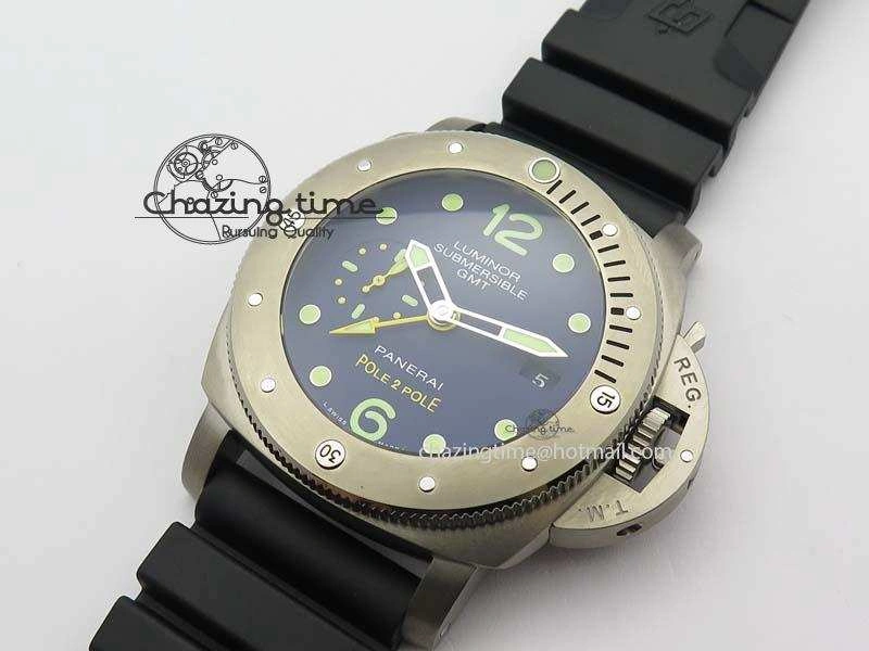 PAM719 S Titanium “Pole2Pole ” V6F 1:1 Best Edition On Black Rubber Strap P.9001 Super Clone
