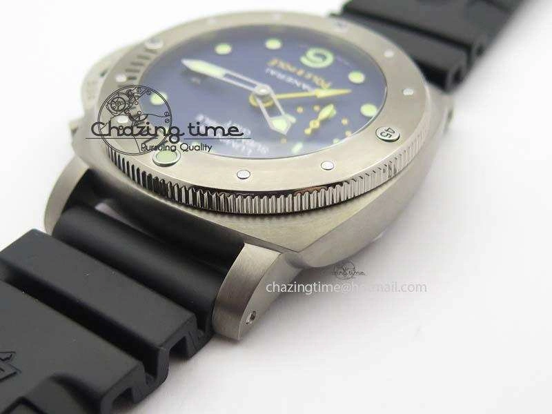 PAM719 S Titanium “Pole2Pole ” V6F 1:1 Best Edition On Black Rubber Strap P.9001 Super Clone