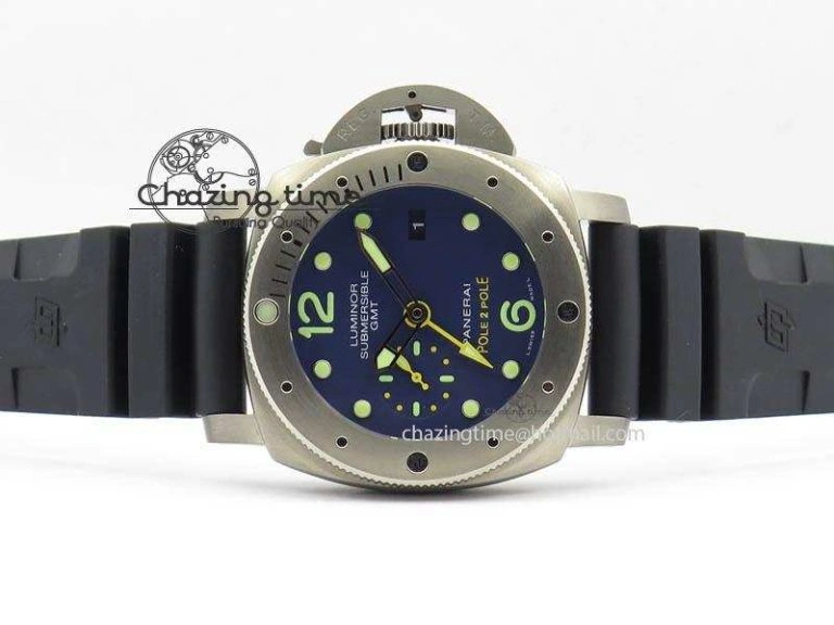 PAM719 S Titanium “Pole2Pole ” VSF 1:1 Best Edition On Black Rubber Strap P.9001 Super Clone