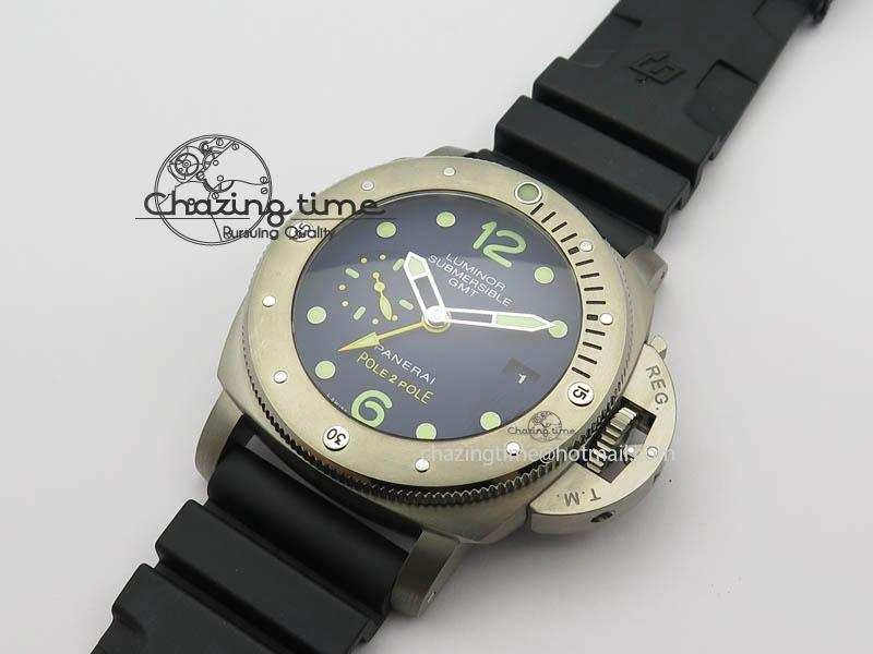 PAM719 S Titanium “Pole2Pole ” VSF 1:1 Best Edition On Black Rubber Strap P.9001 Super Clone