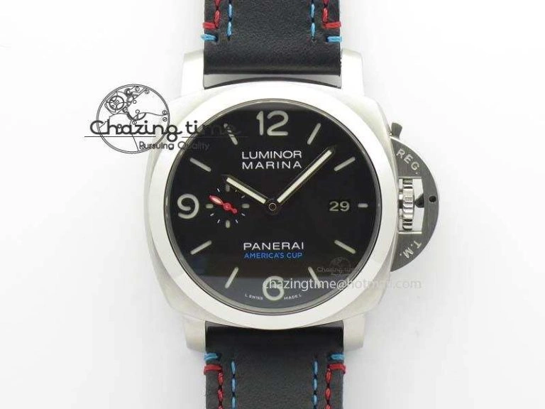 PAM727 S America’s Cup SF 1:1 Best Edition On Thick Black Leather Strap P9010