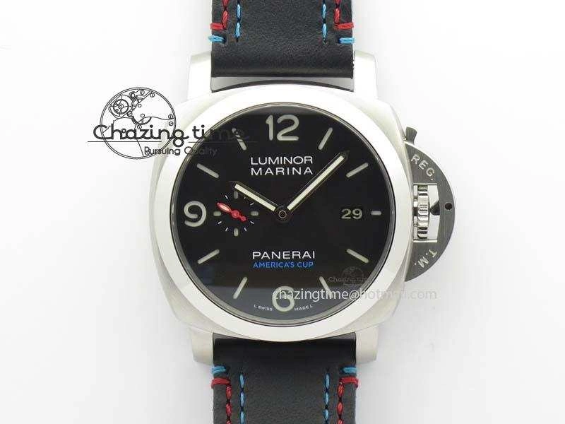 PAM727 S America’s Cup SF 1:1 Best Edition On Thick Black Leather Strap P9010