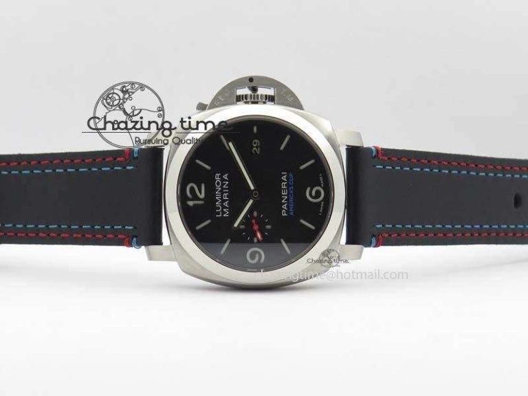PAM727 S America’s Cup SF 1:1 Best Edition On Thick Black Leather Strap P9010