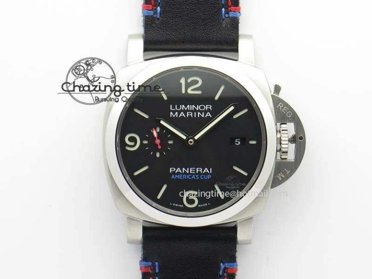 PAM727 T America’s Cup V6F 1:1 Best Edition On Thick Black Leather Strap P9010