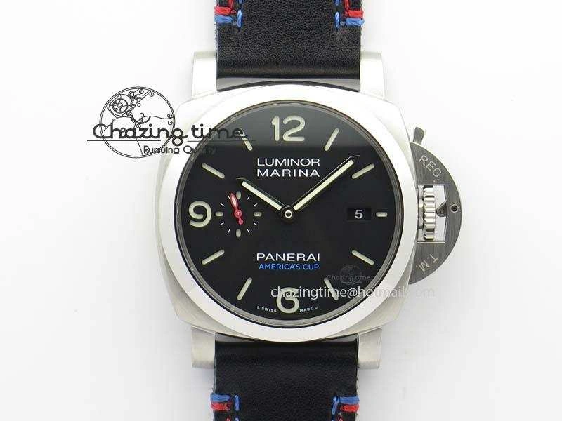 PAM727 T America’s Cup V6F 1:1 Best Edition On Thick Black Leather Strap P9010