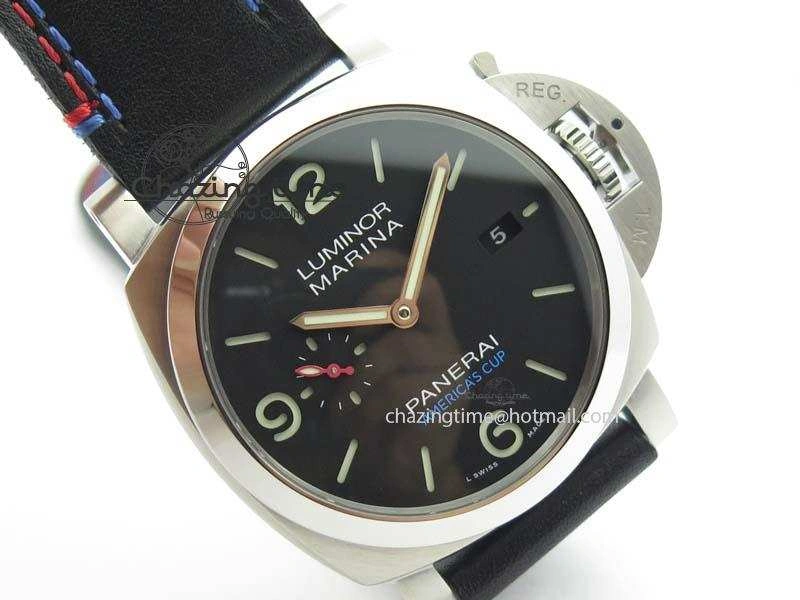 PAM727 T America’s Cup V6F 1:1 Best Edition On Thick Black Leather Strap P9010
