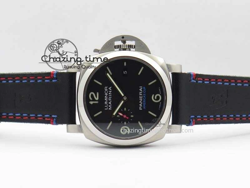 PAM727 T America’s Cup V6F 1:1 Best Edition On Thick Black Leather Strap P9010