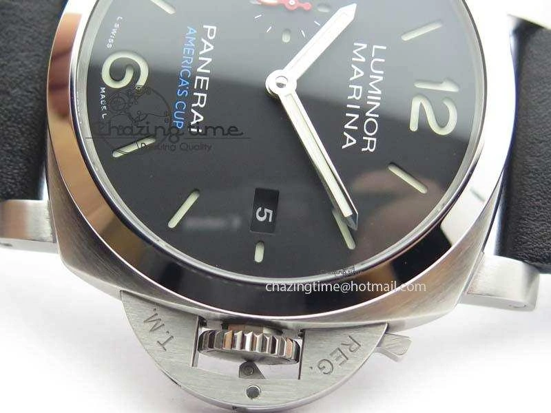 PAM727 T America’s Cup V6F 1:1 Best Edition On Thick Black Leather Strap P9010