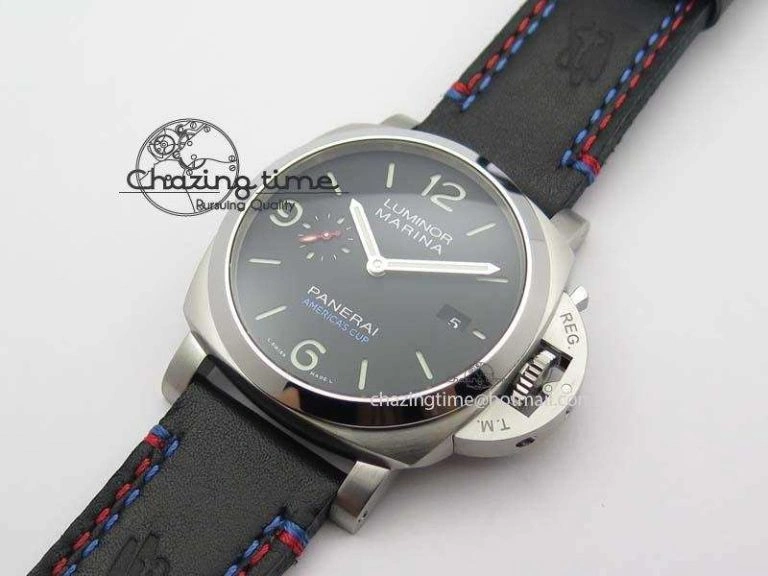 PAM727 T America’s Cup V6F 1:1 Best Edition On Thick Black Leather Strap P9010