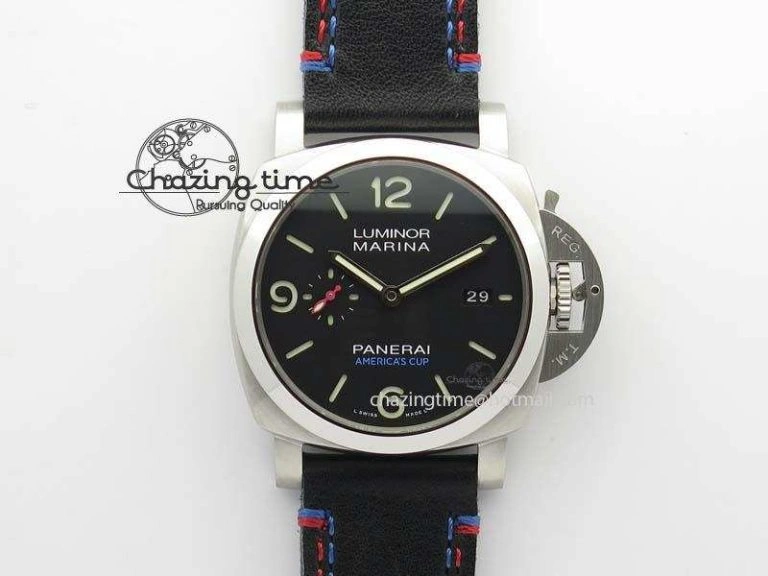 PAM727 T Lite V6F 1:1 Best Edition On Thick Black Leather Strap A23J