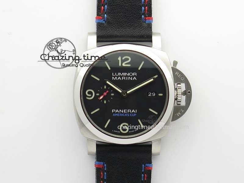 PAM727 T Lite V6F 1:1 Best Edition On Thick Black Leather Strap A23J