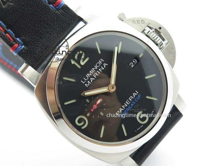 PAM727 T Lite V6F 1:1 Best Edition On Thick Black Leather Strap A23J