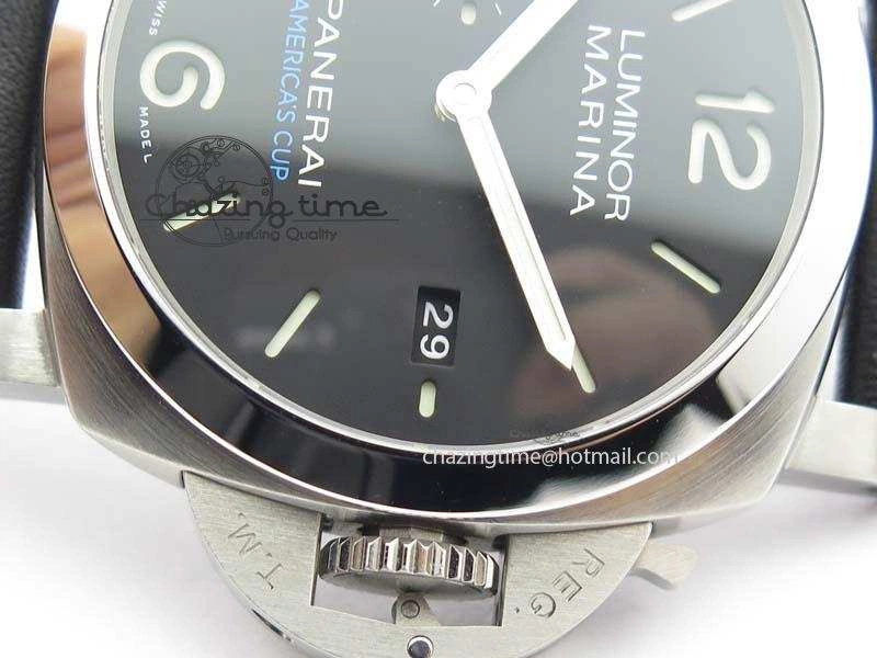 PAM727 T Lite V6F 1:1 Best Edition On Thick Black Leather Strap A23J