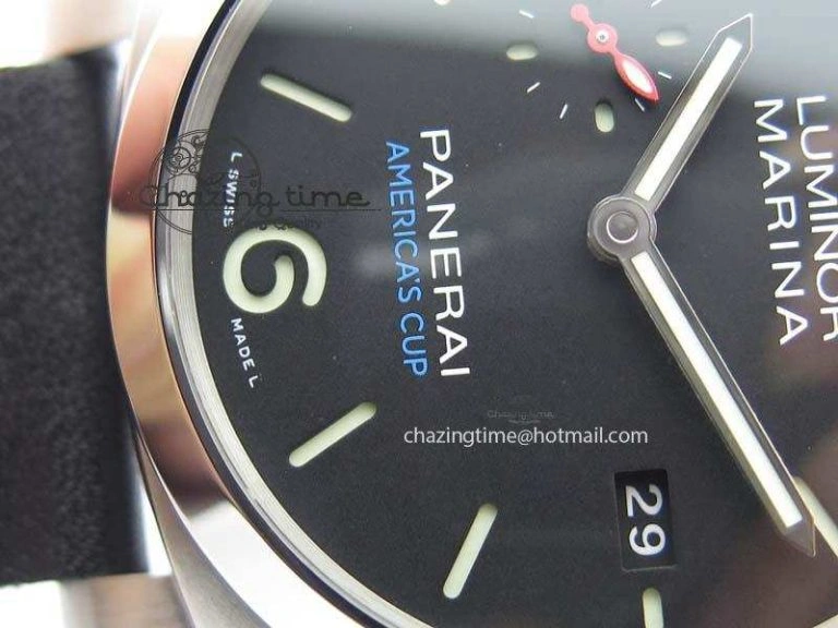PAM727 T Lite V6F 1:1 Best Edition On Thick Black Leather Strap A23J