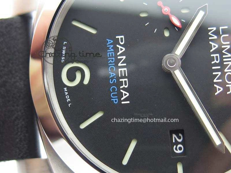 PAM727 T Lite V6F 1:1 Best Edition On Thick Black Leather Strap A23J