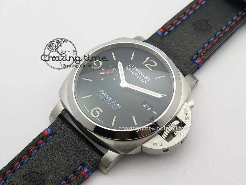 PAM727 T Lite V6F 1:1 Best Edition On Thick Black Leather Strap A23J