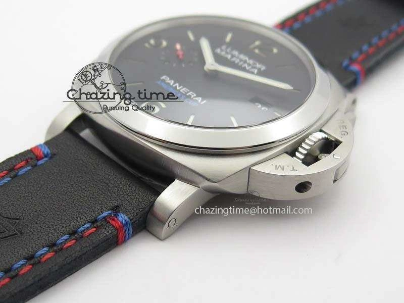 PAM727 T Lite V6F 1:1 Best Edition On Thick Black Leather Strap A23J