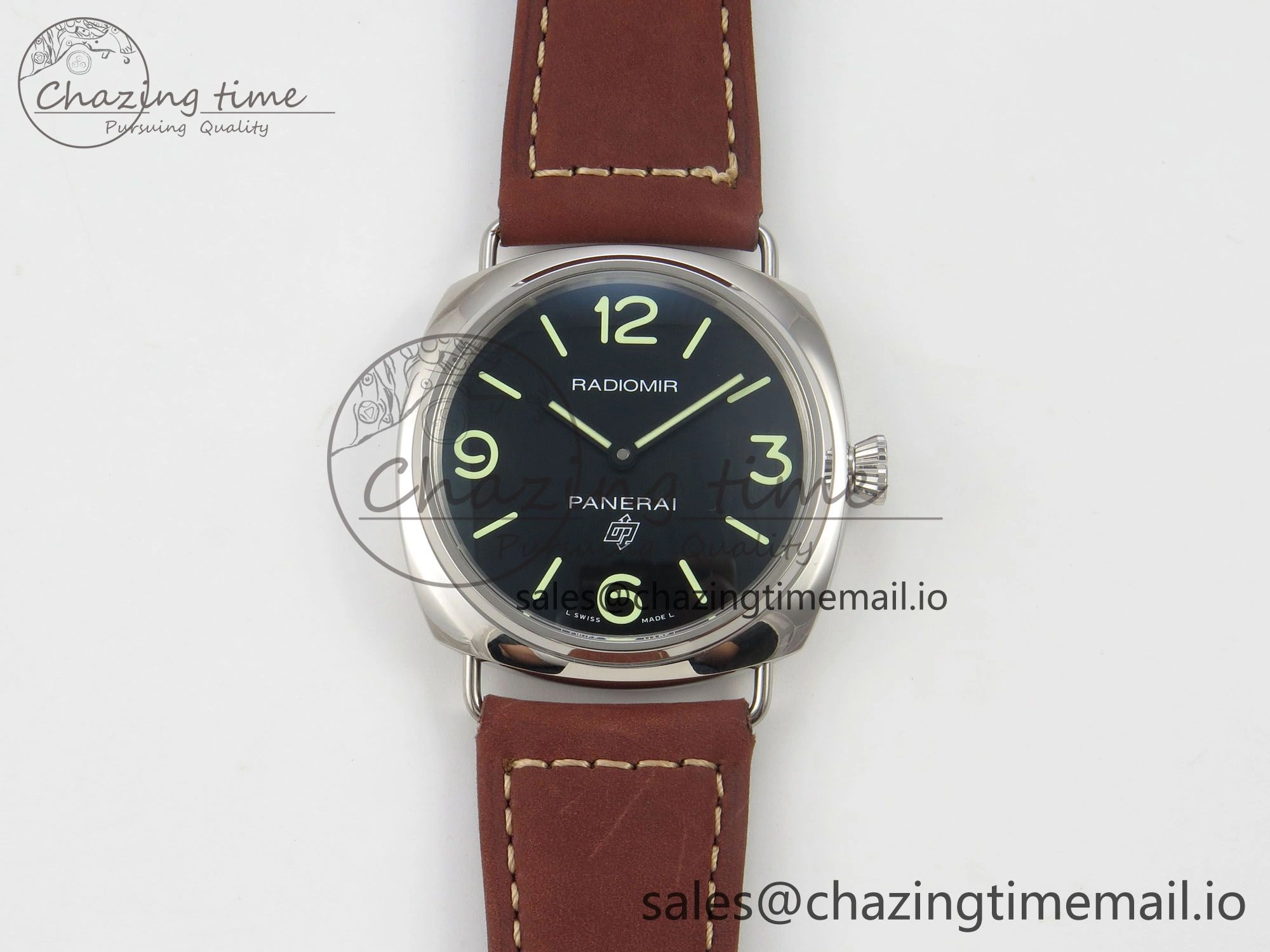 PAM753 HWF 1:1 Best Edition Black Dial On Brown ASSO Leather Strap A6497