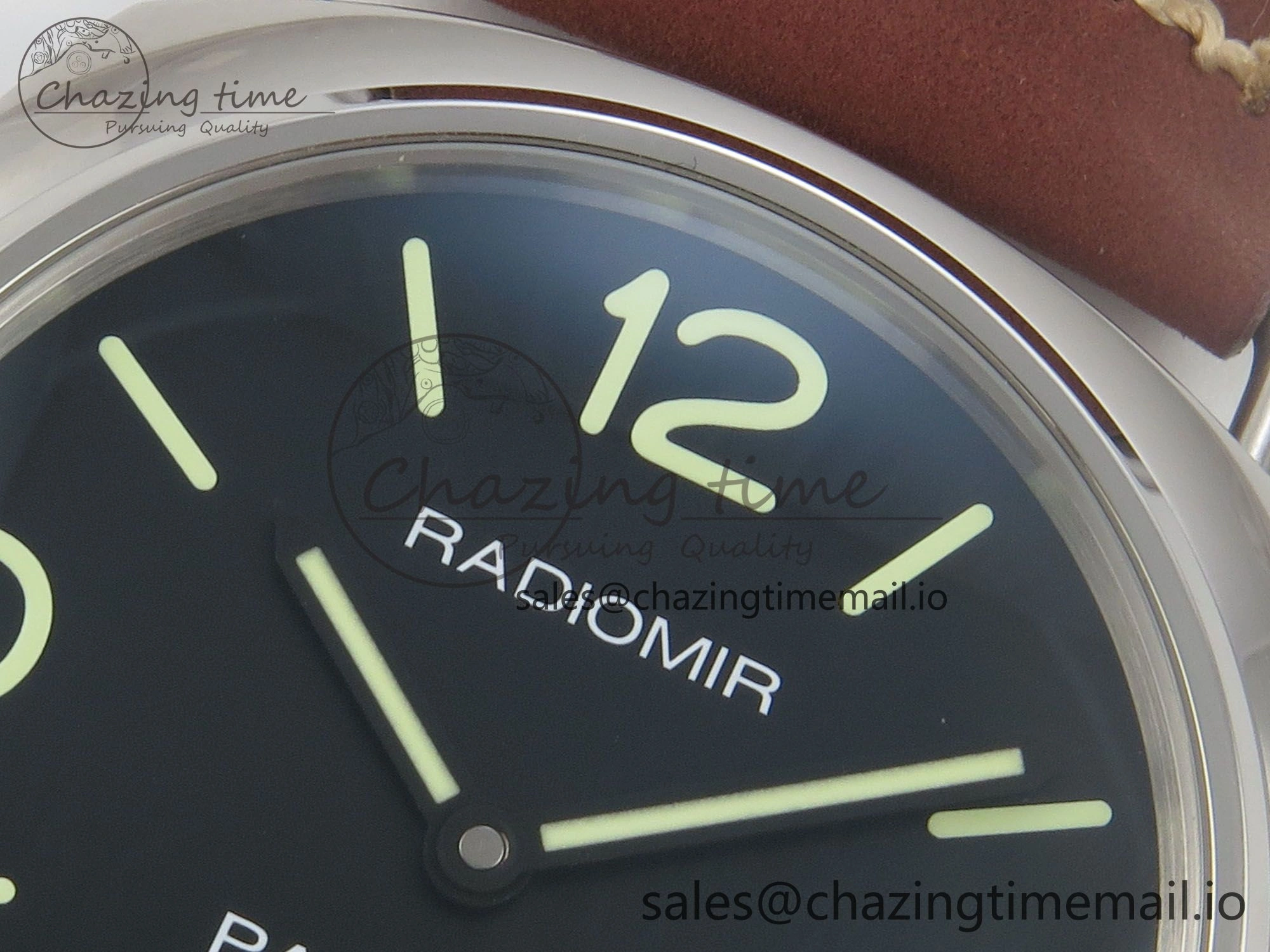 PAM753 HWF 1:1 Best Edition Black Dial On Brown ASSO Leather Strap A6497
