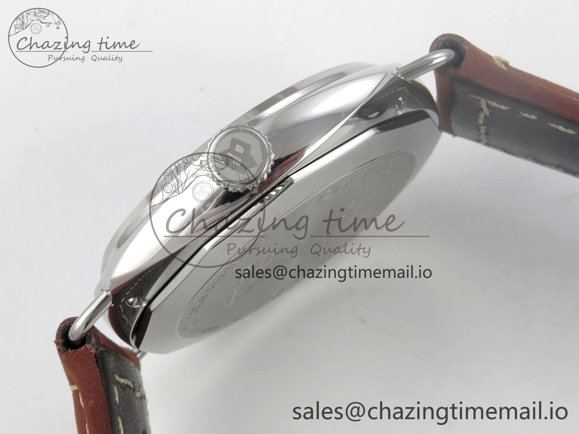 PAM753 HWF 1:1 Best Edition Black Dial On Brown ASSO Leather Strap A6497