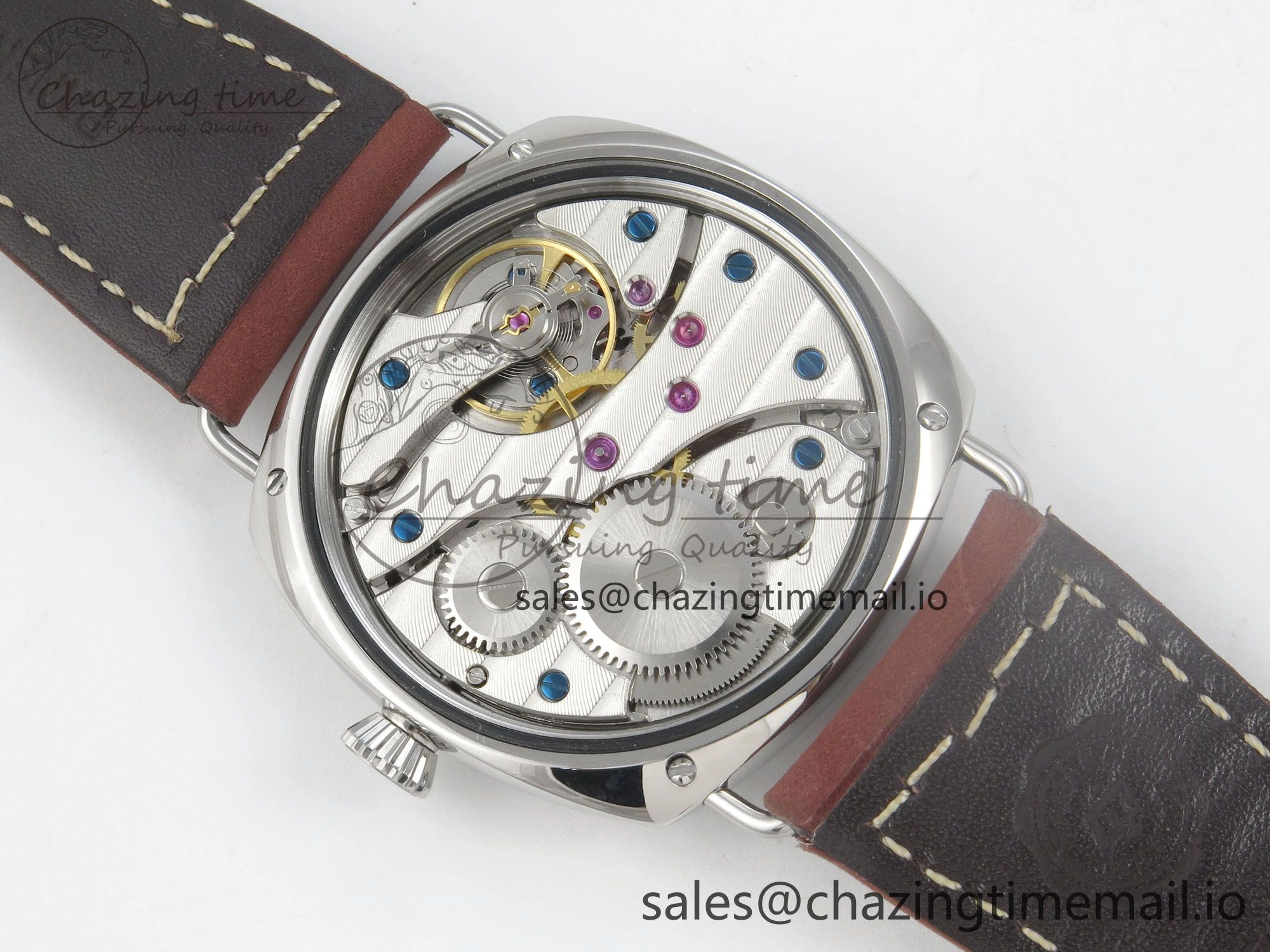 PAM753 HWF 1:1 Best Edition Black Dial On Brown ASSO Leather Strap A6497