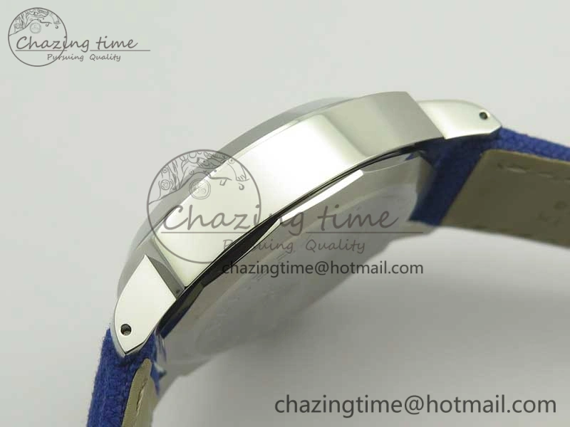 PAM777 Luminor Base Blue Logo 3 Days Acciaio XF 1:1 Best Edition Black Dial on Blue Nylon Strap A6497