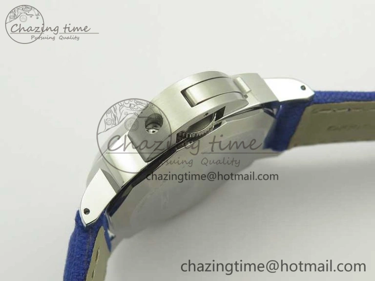 PAM777 Luminor Base Blue Logo 3 Days Acciaio XF 1:1 Best Edition Black Dial on Blue Nylon Strap A6497