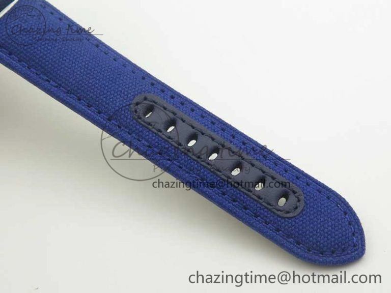 PAM777 Luminor Base Blue Logo 3 Days Acciaio XF 1:1 Best Edition Black Dial on Blue Nylon Strap A6497