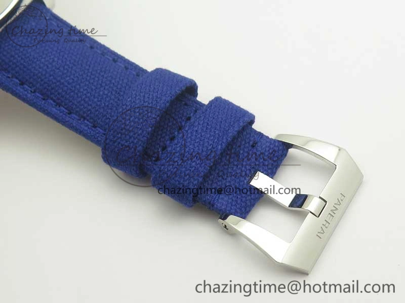 PAM777 Luminor Base Blue Logo 3 Days Acciaio XF 1:1 Best Edition Black Dial on Blue Nylon Strap A6497