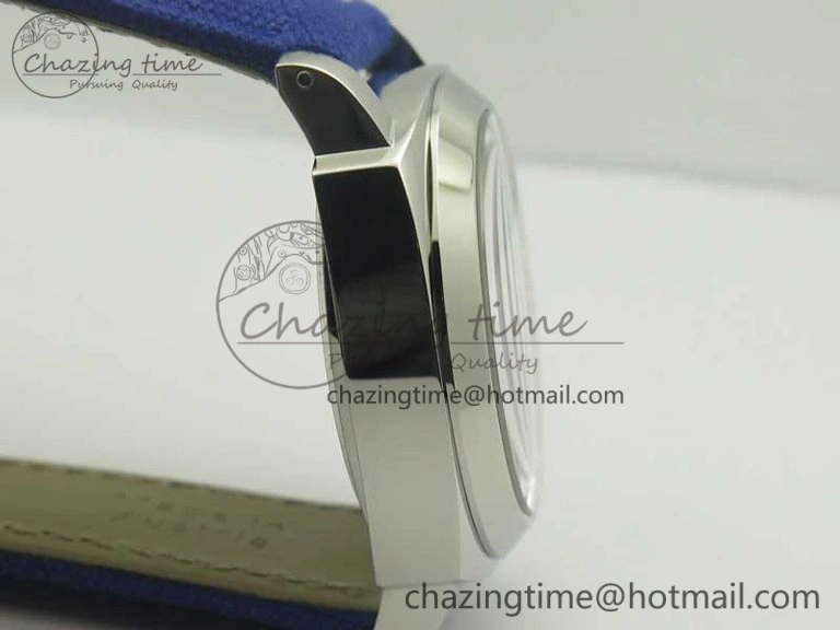 PAM777 Luminor Base Blue Logo 3 Days Acciaio XF 1:1 Best Edition Black Dial on Blue Nylon Strap A6497