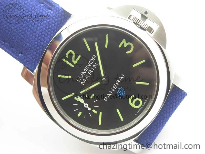 PAM777 Luminor Base Blue Logo 3 Days Acciaio XF 1:1 Best Edition Black Dial on Blue Nylon Strap A6497