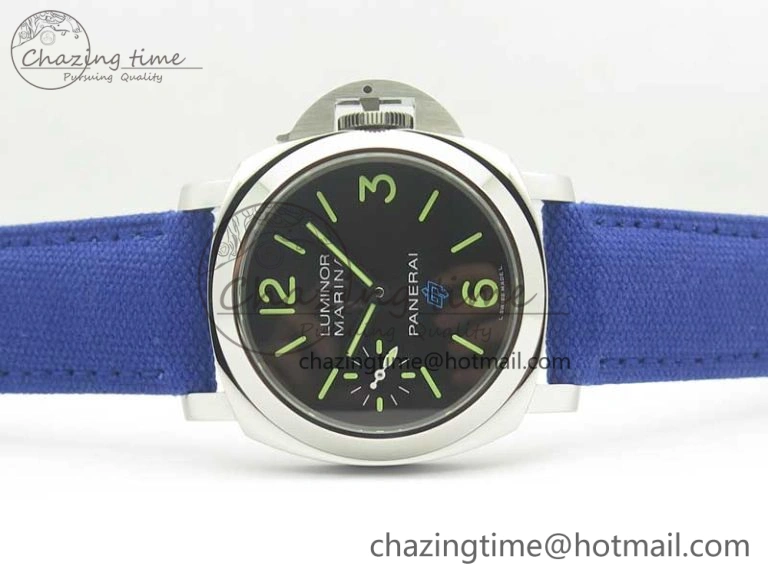 PAM777 Luminor Base Blue Logo 3 Days Acciaio XF 1:1 Best Edition Black Dial on Blue Nylon Strap A6497